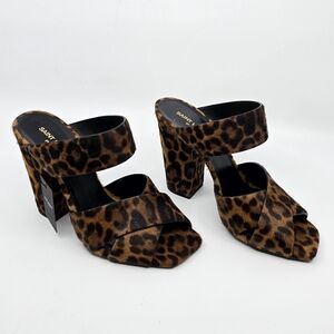 YSL Oak Mule Sandal Leopard Print Pony